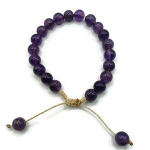 Unisex Handmade Natural Stone Amethyst Bracelet